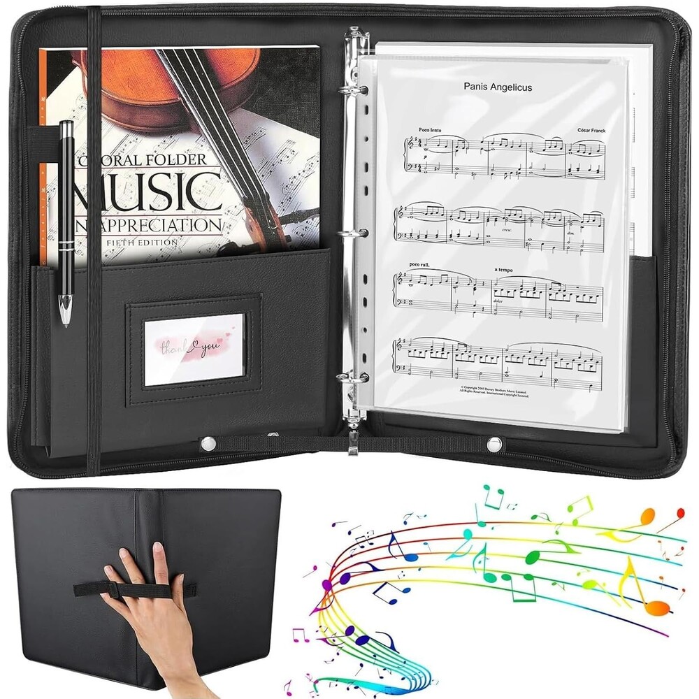 HIMOMO Sheet Music Choral Folder 13x10.2 with Hand Strap Black